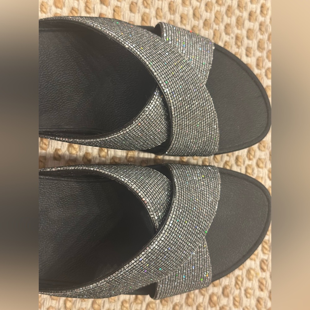 “Fitflop” Black and Silver crystal embellished Sandals - Picture 2 of 14